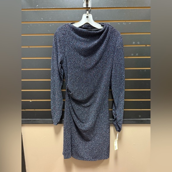 Nwt Donna Morgan SHIMMER METALLIC Pencil Bodycon Dress Ruched Long Sleeve - Picture 1 of 5